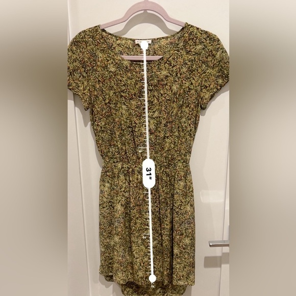 Club Monaco 0 Ruth Dress Robe Green Print 100% silk $169.50 open back h3 - Picture 7 of 9
